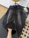 Pantalones Vaqueros Anchos de Mezclilla con Brillos