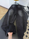 Pantalones Vaqueros Anchos de Mezclilla con Brillos