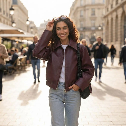 Chaqueta Corta de Cuero Sintético