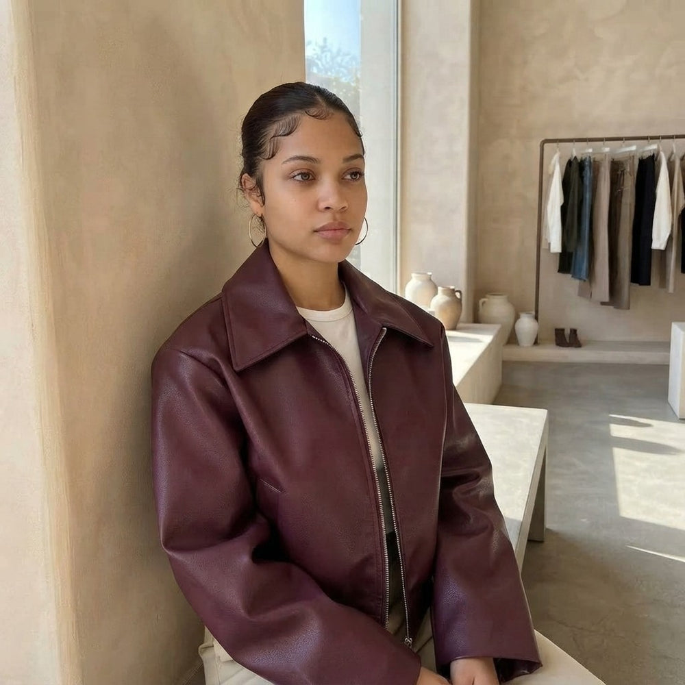 Chaqueta Corta de Cuero Sintético