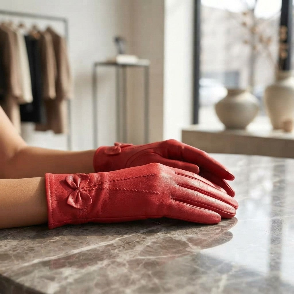 Guantes de Piel con Forro de Lana