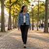 Chaqueta Vaqueras Estampada con Perlas